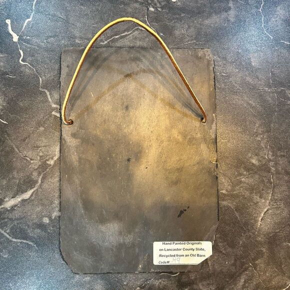 Hand Painted on Lancaster County Slate recycled Old Barn Hanging Welcome Sign - Picture 2 of 7
